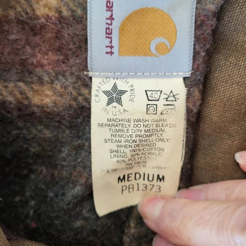 Vintage 90s Carhartt Mocha Brown Blanket-Lined Washed Duck Parka | Men’s M - Picture 15 of 16